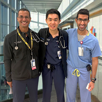three medical students taking a photo